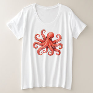 Octopus Zeeleven Oceandier Ontwerp Grote Maat T-shirt