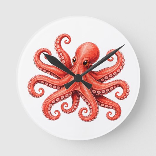 Octopus Zeeleven Oceandier Ontwerp Ronde Klok (Voorkant)