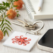 Octopus Zeeleven Oceandier Ontwerp Sleutelhanger (Voorkant Rechts)