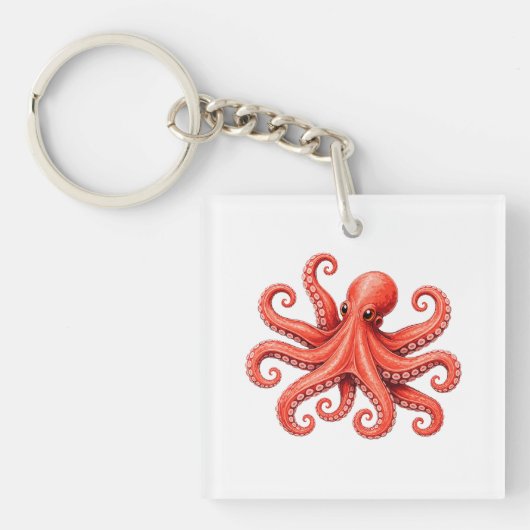Octopus Zeeleven Oceandier Ontwerp Sleutelhanger (voorkant)