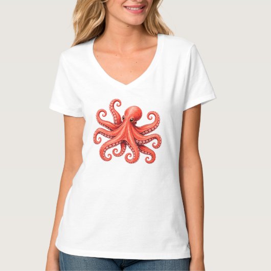 Octopus Zeeleven Oceandier Ontwerp T-shirt (Voorkant)