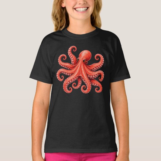 Octopus Zeeleven Oceandier Ontwerp T-shirt (Voorkant)
