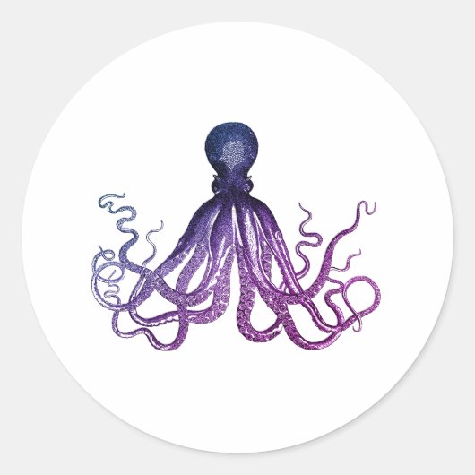 Octopus Zeeleven Vintage  Ronde Sticker (Voorkant)