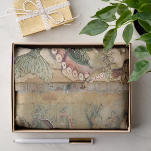 Octopus zeemeermindecoupage papier (Geschenk)