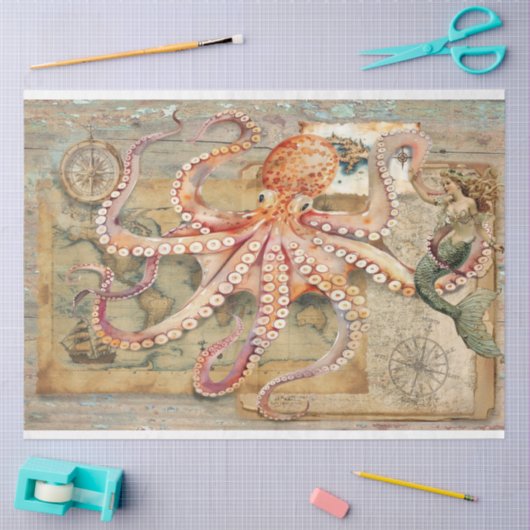 Octopus zeemeermindecoupage papier (Craft)