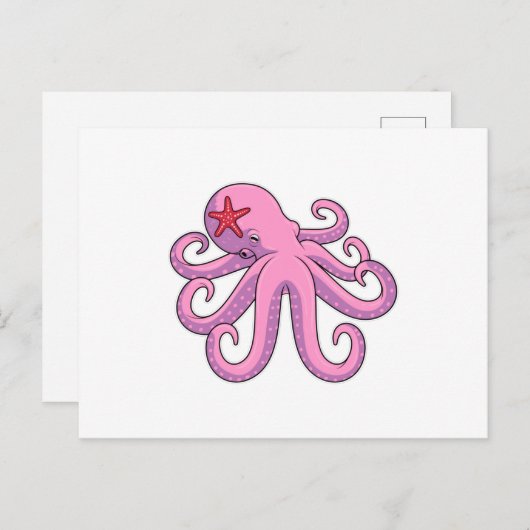 Octopus Zeester Briefkaart (Voorkant / Achterkant)