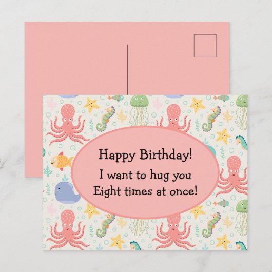 Octopus Zeester Zeepaard Walvis Onder de Zee Briefkaart (Voorkant / Achterkant)