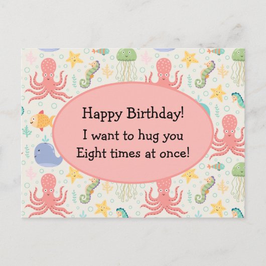 Octopus Zeester Zeepaard Walvis Onder de Zee Briefkaart (Voorkant)