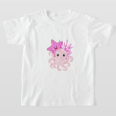 Octopus, zeesterren, koraalrif in roze, Zee Design T-shirt (Laagn)