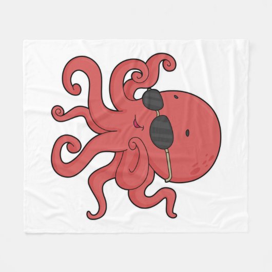 Octopus zonnebril fleece deken (Voorkant (Horizontaal))