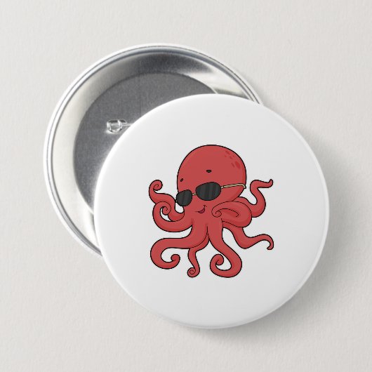 Octopus zonnebril ronde button 7,6 cm (Voorkant /achterkant)