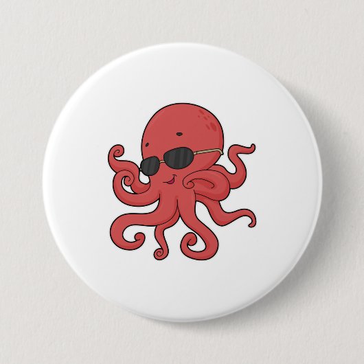 Octopus zonnebril ronde button 7,6 cm (Voorkant)