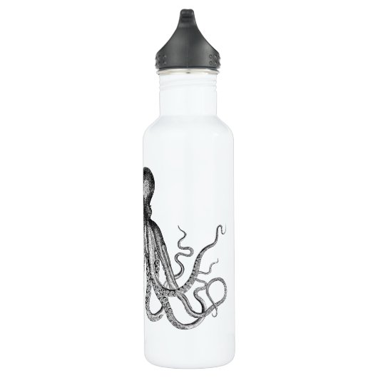  octopus, zwart en wit, waterfles  (Rechts)
