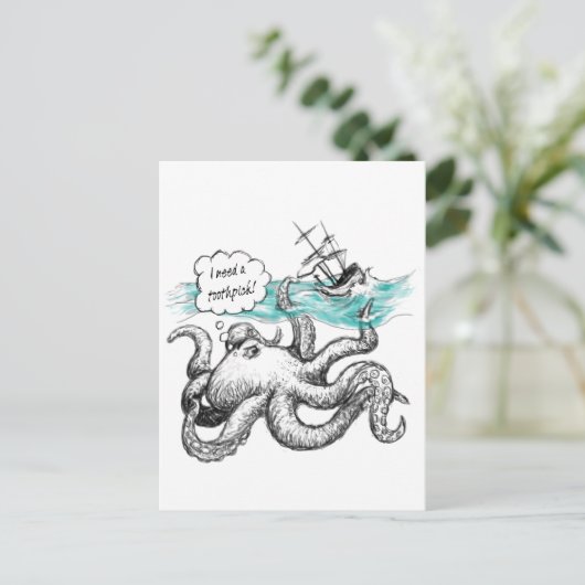 Octopusaanval Briefkaart (Staand voorkant)