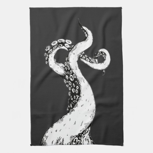 octopusarmen op zwarte theedoek (Verticaal)