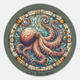 Octopusmedaillon Ronde Sticker