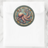 Octopusmedaillon Ronde Sticker (Tas)