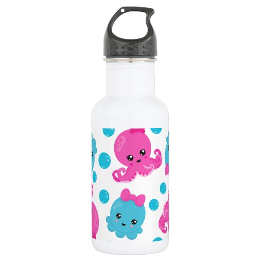 Octopuspatroon, Mooie Octopus, Zee Dieren Waterfles (Voorkant)