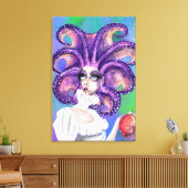 Octopusvrouw en Goudvis Canvasprint - Schilderij Canvas Afdruk (Insitu (Woonkamer))