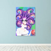 Octopusvrouw en Goudvis Canvasprint - Schilderij Canvas Afdruk (Insitu (Houten vloer))