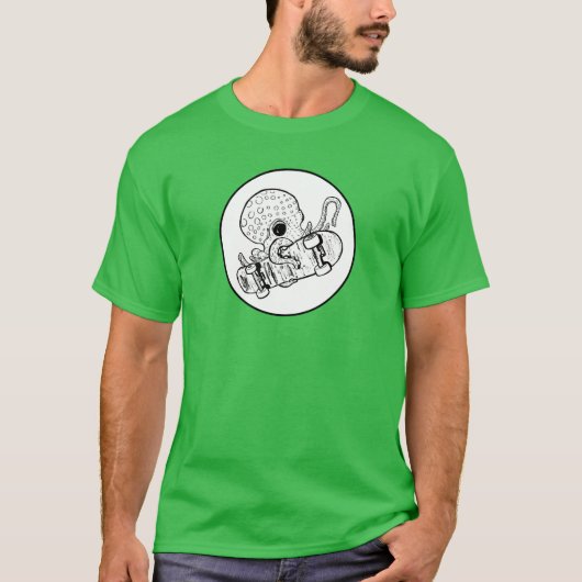 Octoskate 1 - Skateboardende Octopus  T-shirt (Voorkant)
