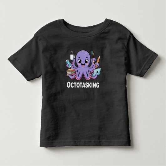 Octotasking Wezen in Multitask Modus Kinder Shirts (Voorkant)