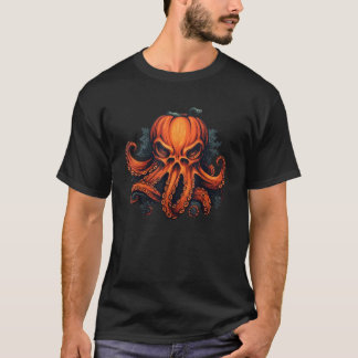 Octoween Spooky Octopus schedel Witch Pumpkin Funn T-shirt