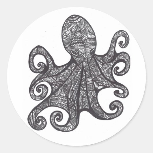 OctoZen Ronde Sticker (Voorkant)