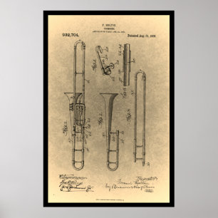 octrooi afdruk Vintage Retro trombone Poster