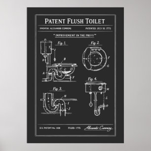 Octrooi Spoeltoilet Blauwdruk Poster