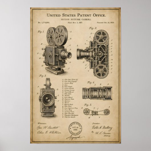 Octrooi tekening van een vintage camera poster (Voorkant)