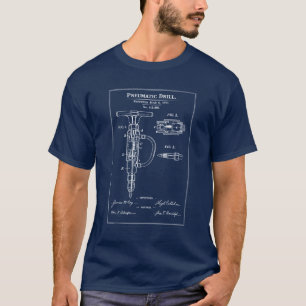 Octrooi voor pneumatische boor blauwdruk t-shirt