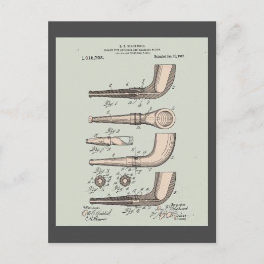 Octrooi voor vintage tabakspijp briefkaart (Voorkant)