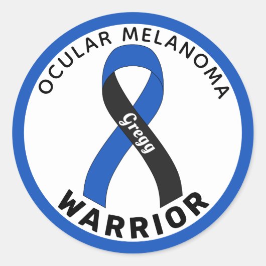 Oculair Melanoma Warrior Ribbon White Round Sticke Ronde Sticker (Voorkant)
