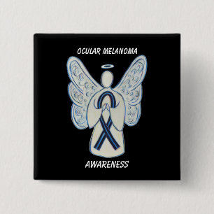 Oculair Melanoom Bewustheid Ribbon Angel Aangepast Vierkante Button 5,1 Cm