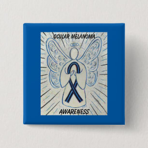 Oculair Melanoom Bewustheid Ribbon Angel Aangepast Vierkante Button 5,1 Cm