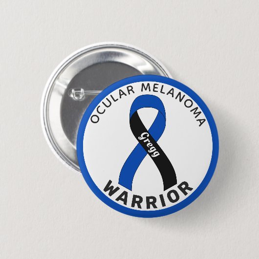 Oculaire Melanoma Warrior Ribbon White Button (Voorkant /achterkant)