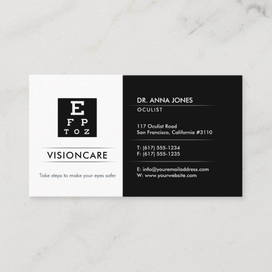 Oculist | Optican Visitekaartje (Voorkant)