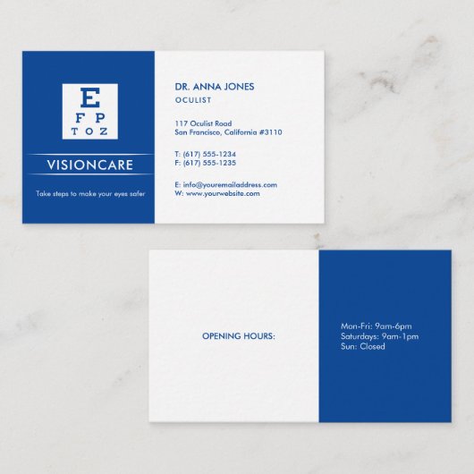 Oculist | Optican Visitekaartje (Voorkant / Achterkant)