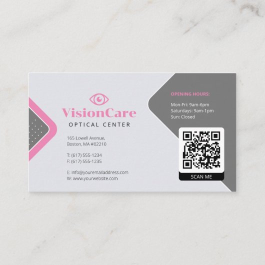 oculist | Optisch centrum Visitekaartje (Achterkant)