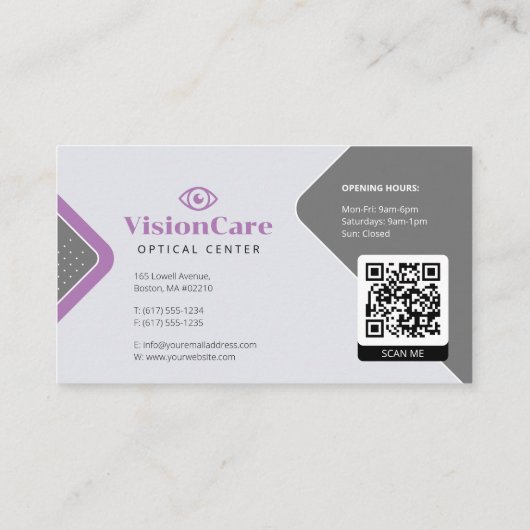 oculist | Optisch centrum Visitekaartje (Achterkant)