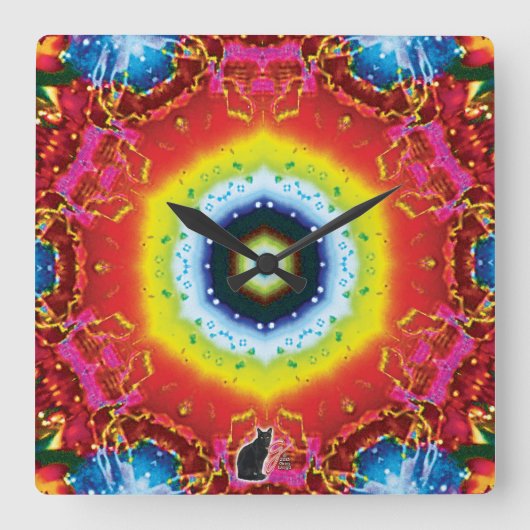Oculus Kaleidoscoop Vierkante Klok (Voorkant)