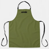 OD Green cooking apron with custom name Schort (Voorkant)
