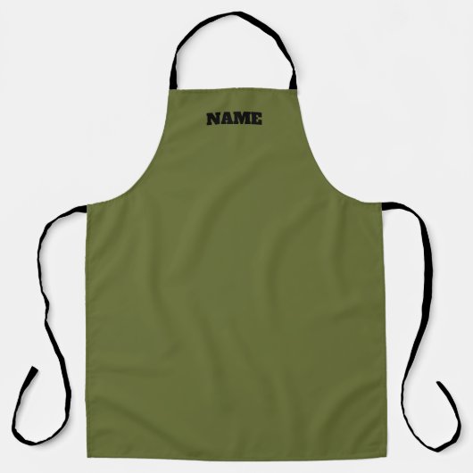 OD Green cooking apron with custom name Schort (Voorkant)