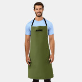 OD Green cooking apron with custom name Schort (Gedragen)