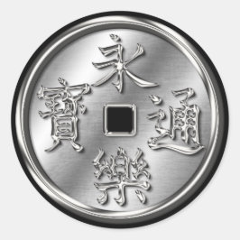 Oda Clan Kamon Silver Chrome Ronde Sticker