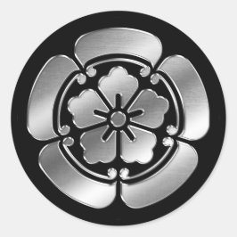 Oda Clan Kamon Silver Chrome Ronde Sticker