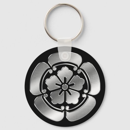 Oda Clan Kamon Silver Chrome Sleutelhanger (Voorkant)