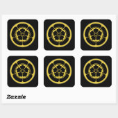 Oda Mon Japans samurai clan gold zwart op zwart Vierkante Sticker (Vel)
