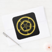 Oda Mon Japans samurai clan gold zwart op zwart Vierkante Sticker (Envelop)